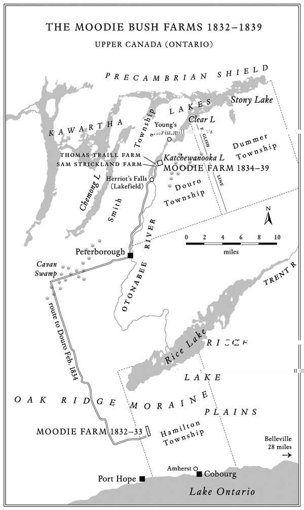 Map of the Moodie Homesteads