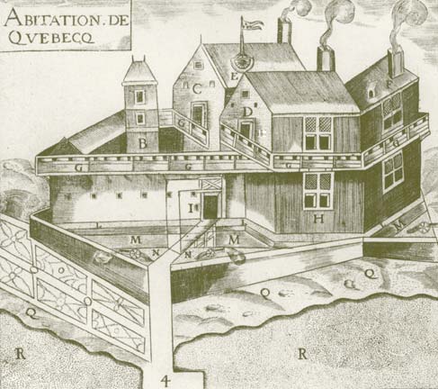 Champlain’s Drawing of 
		  Kébec Habitation